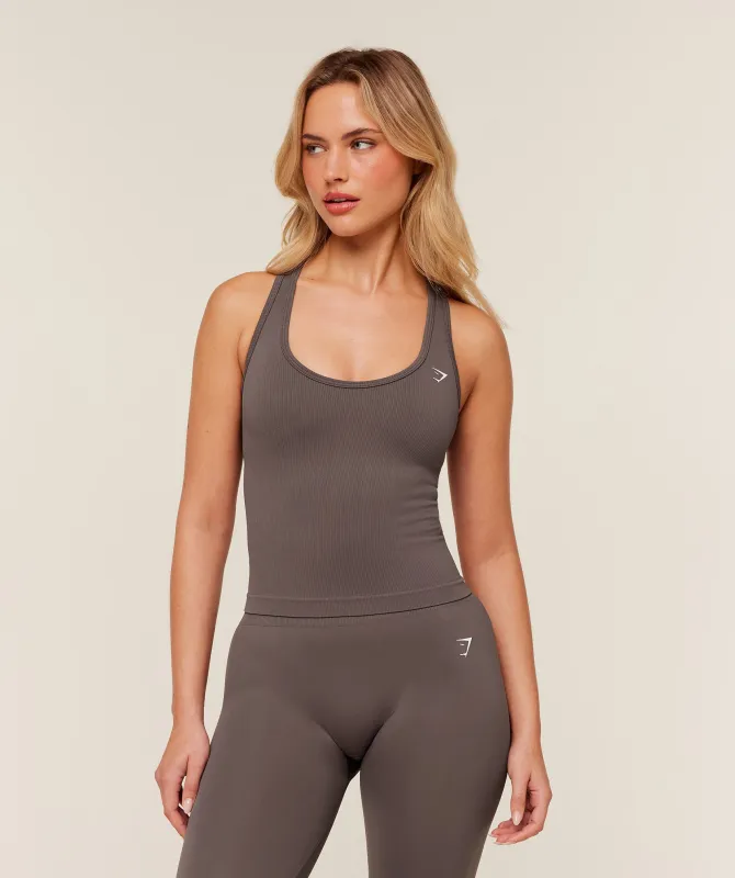 Gymshark Everyday Seamless Ribbed Tank - Cool Brown sold by Gymshark