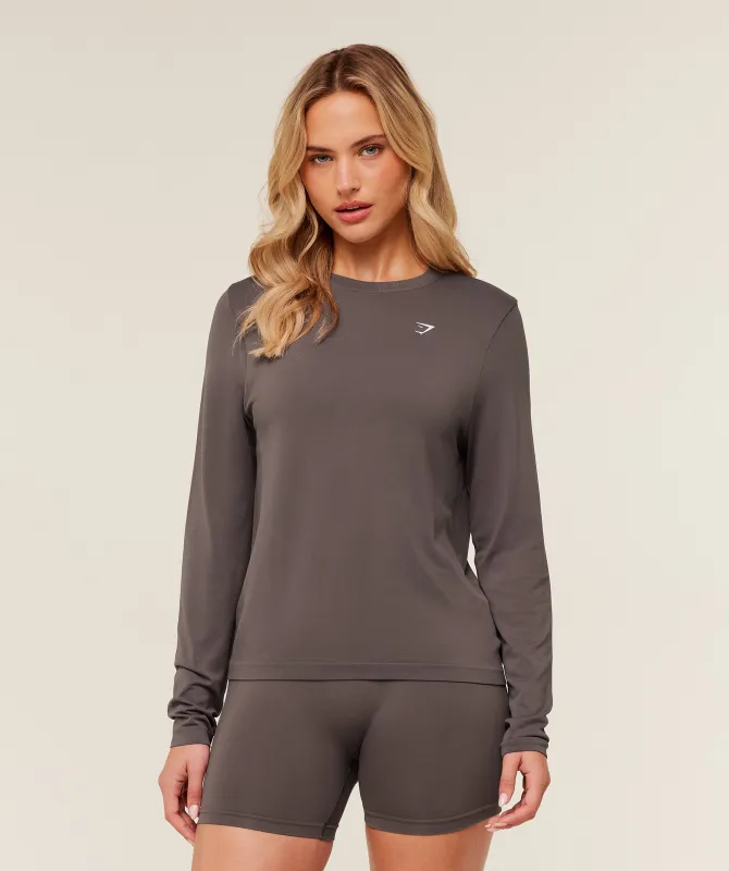 Gymshark Everyday Seamless Long Sleeve Top - Cool Brown sold by Gymshark