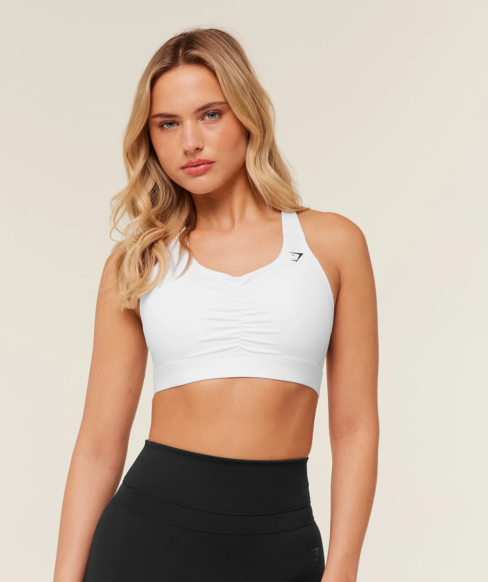 Gymshark High Support Ruched Sports Bra - GS White sold by Gymshark