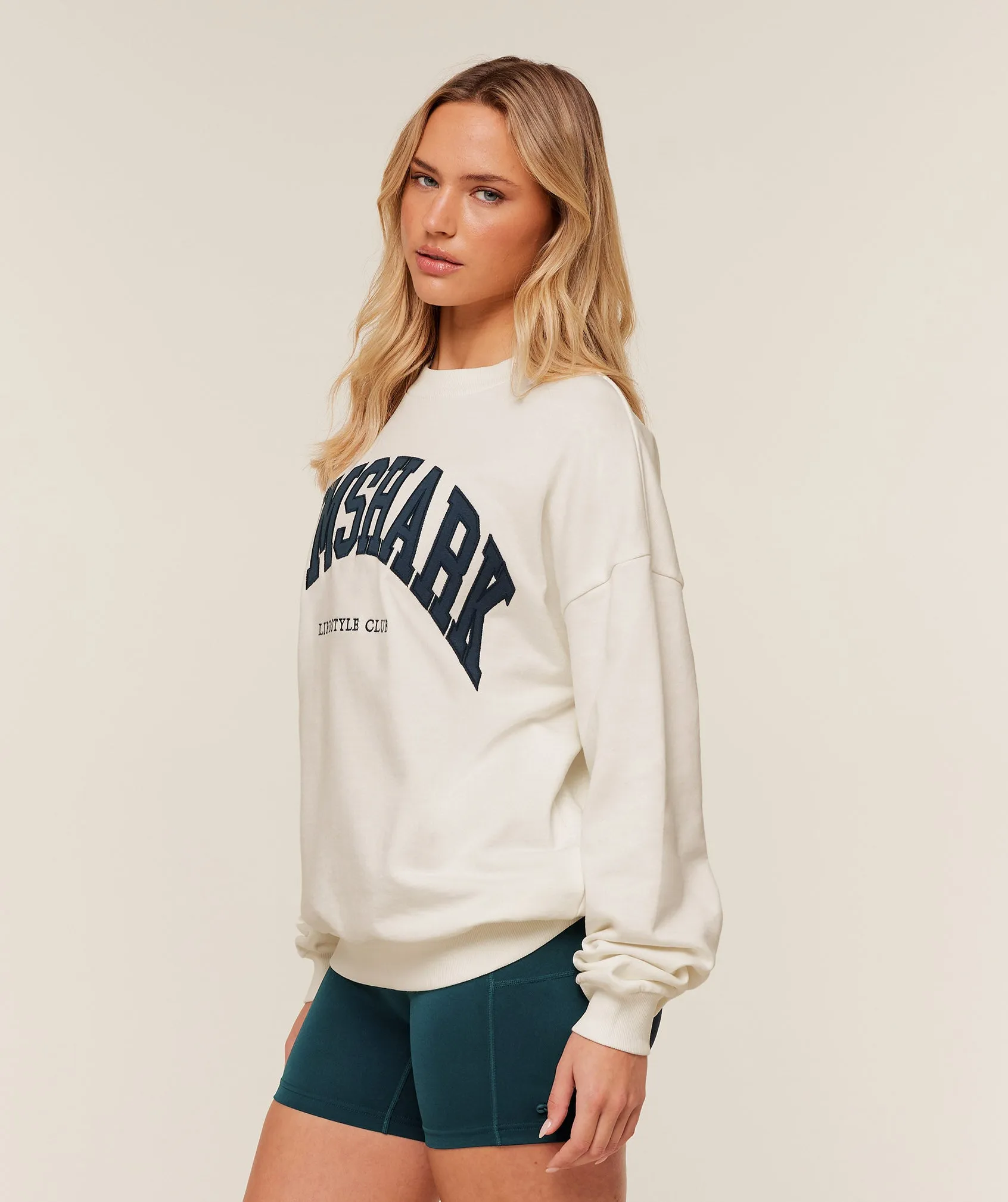 Gymshark Collegiate Graphic Crew Neck Pullover - GS Soft White sold by Gymshark product image thumbnail 3