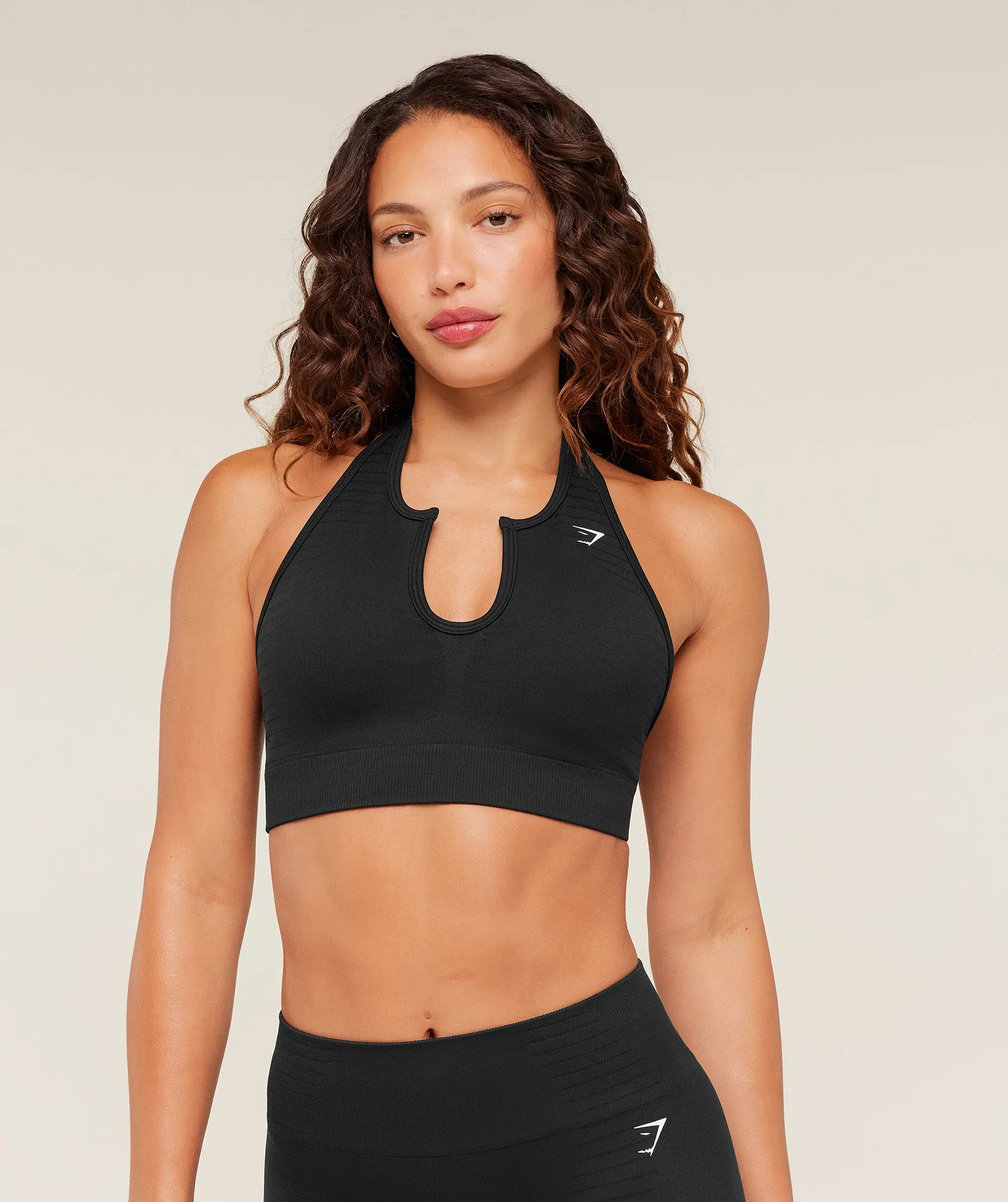 Gymshark Steel Seamless Halter Neck Bra - GS Black sold by Gymshark