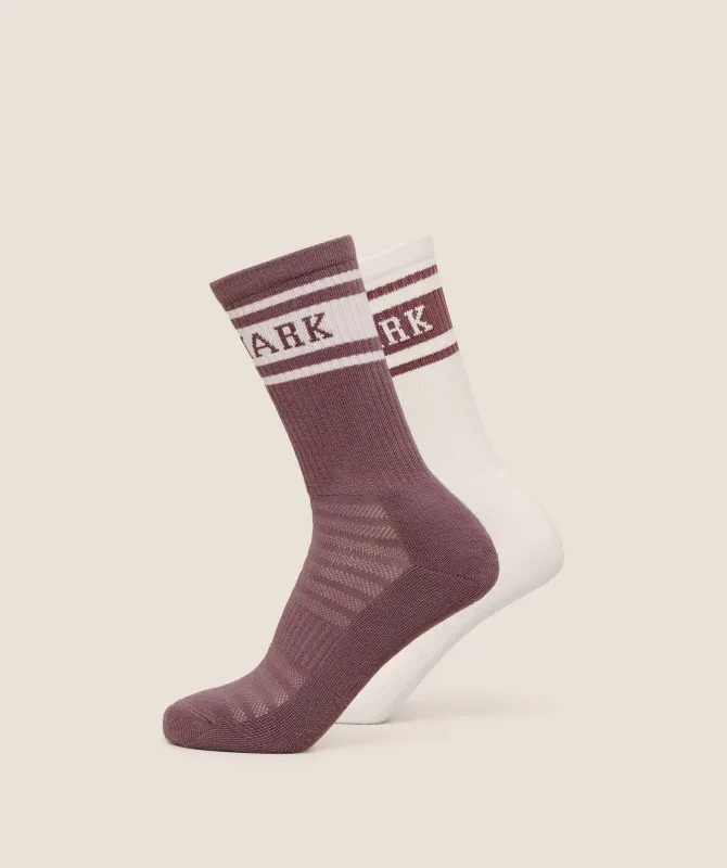 Gymshark Collegiate Crew Sock 2pk - Calm Pink sold by Gymshark