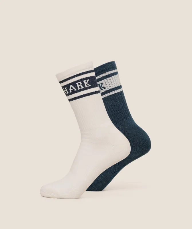 Gymshark Collegiate Crew Sock 2pk - GS Stealth Blue sold by Gymshark