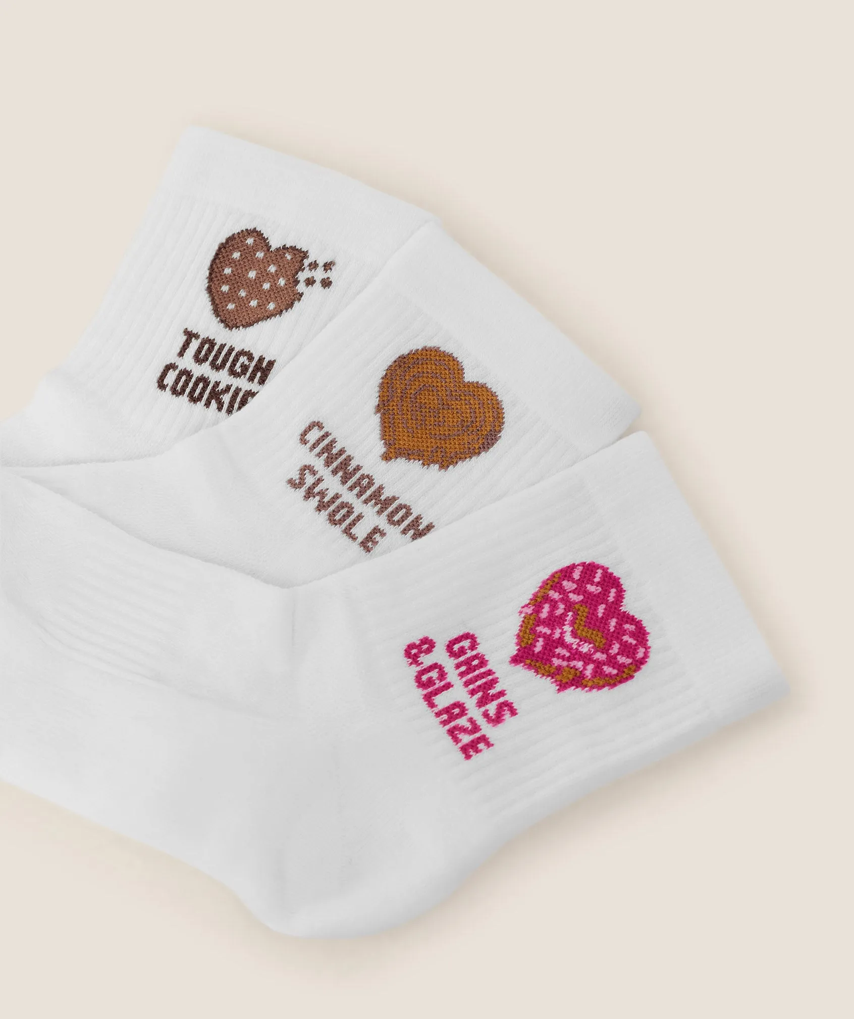 Gymshark Sweet Treat Graphic Midi Socks 3pk - GS White sold by Gymshark product image thumbnail 2