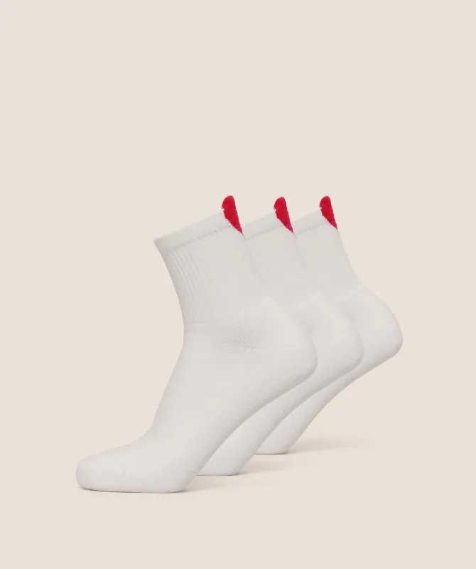Gymshark Heart Graphic Midi Socks 3pk - GS White sold by Gymshark