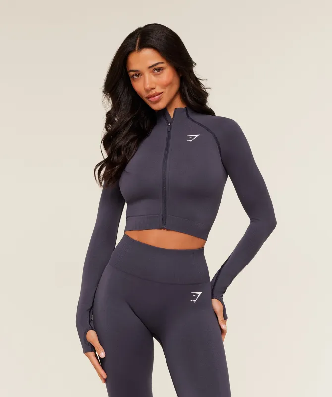 Gymshark Vital Midi Zip Up Jacket - Midnight Purple/Marl sold by Gymshark
