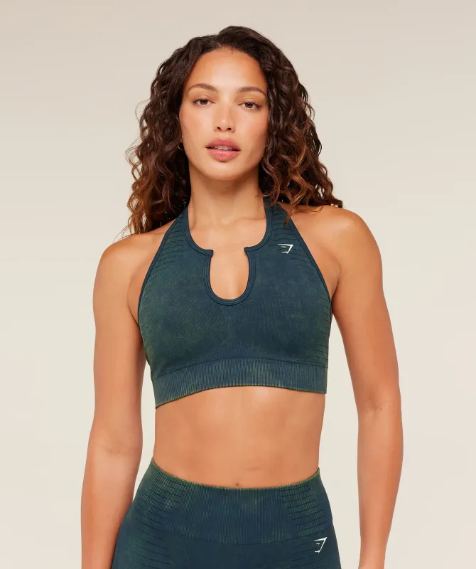 Gymshark Steel Seamless Halter Neck Bra - Deep Petrol Blue sold by Gymshark