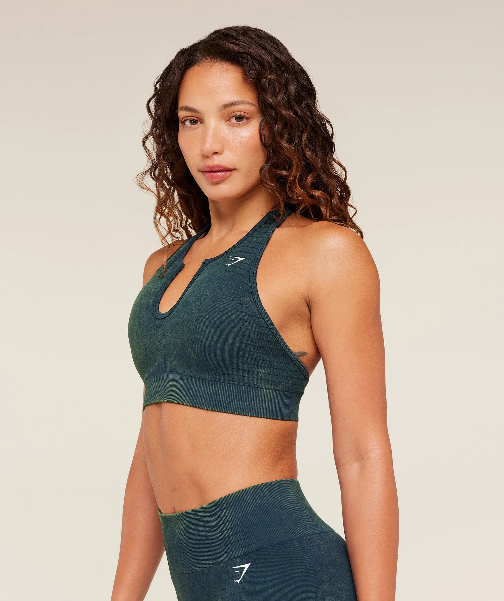 Gymshark Steel Seamless Halter Neck Bra - Deep Petrol Blue sold by Gymshark product image thumbnail 3