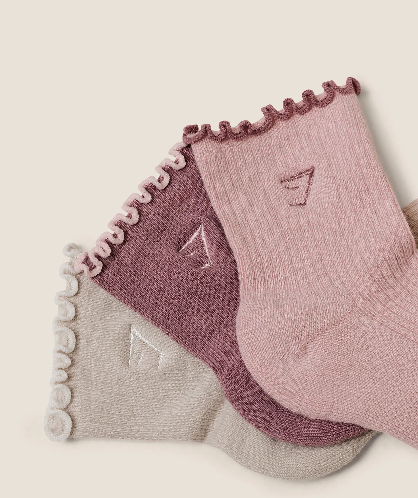 Gymshark Midi Frill Socks 3pk - GS Pebble Grey/GS Light Pink/GS Calm Pink sold by Gymshark product image thumbnail 2