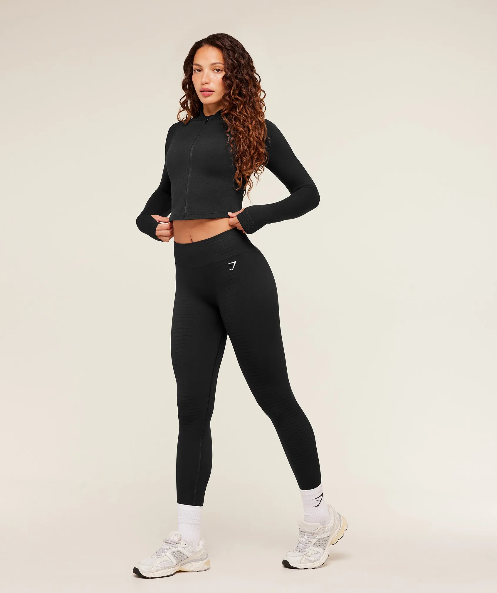 Gymshark Steel Seamless Zip Up Top - GS Black sold by Gymshark product image thumbnail 4