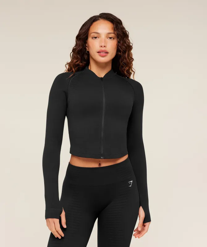 Gymshark Steel Seamless Zip Up Top - GS Black sold by Gymshark