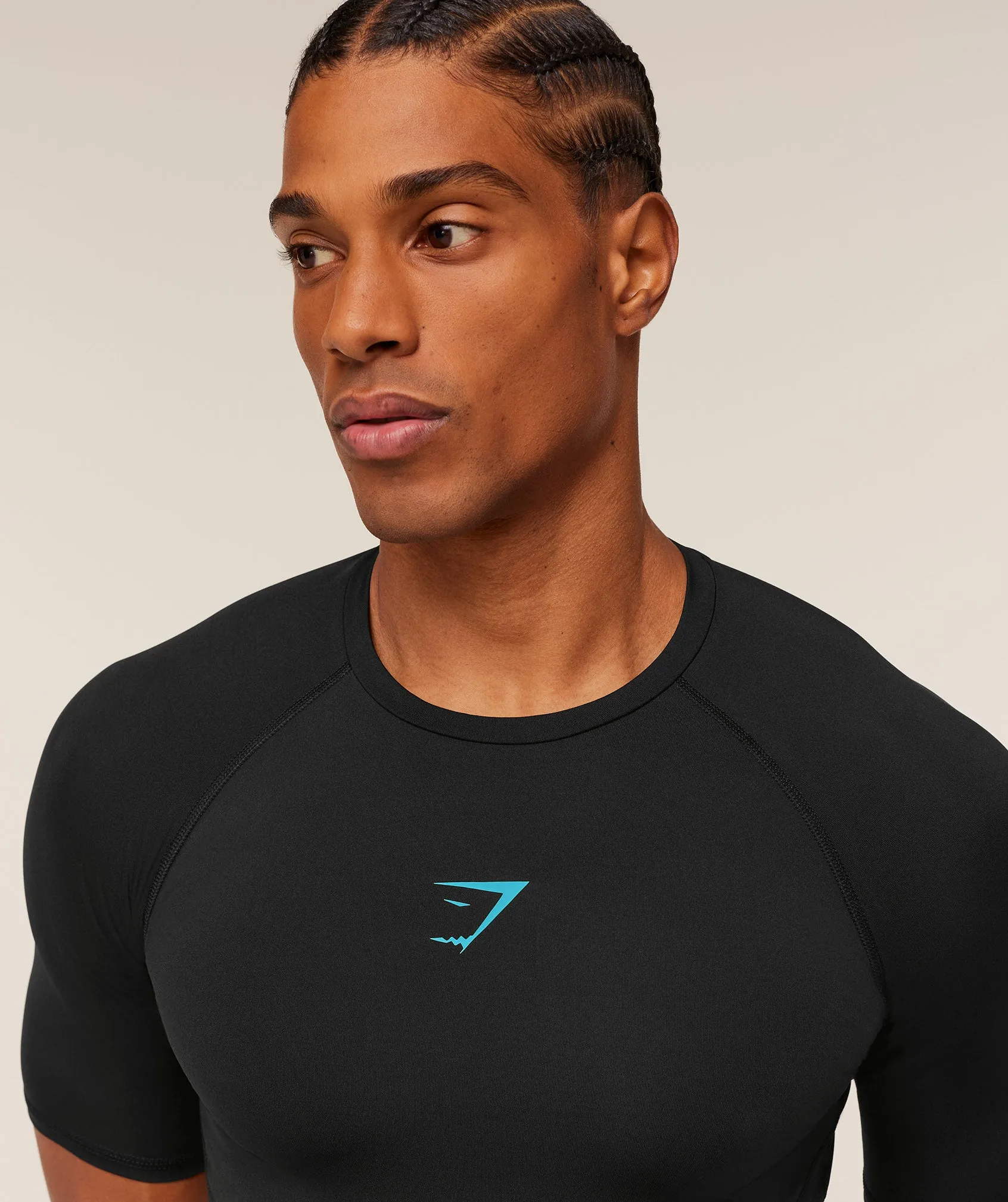 Gymshark Element Baselayer T-Shirt - Black/Brand Blue sold by Gymshark product image thumbnail 4