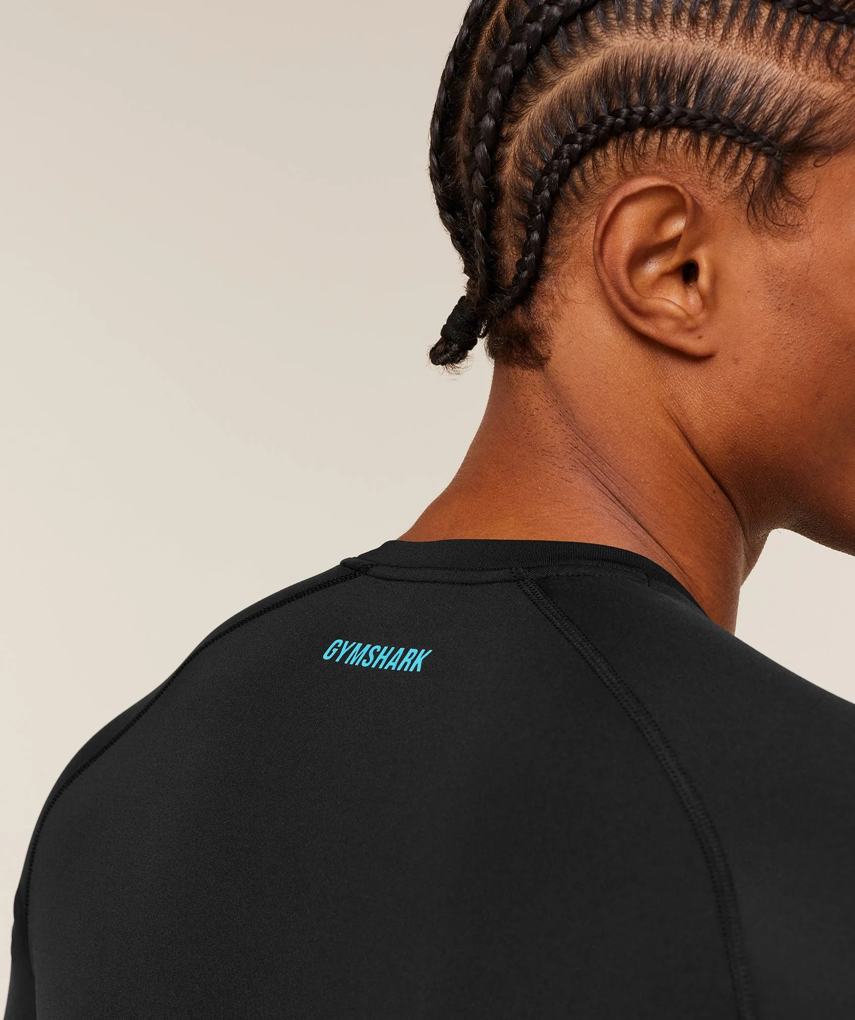 Gymshark Element Baselayer T-Shirt - Black/Brand Blue sold by Gymshark product image thumbnail 5