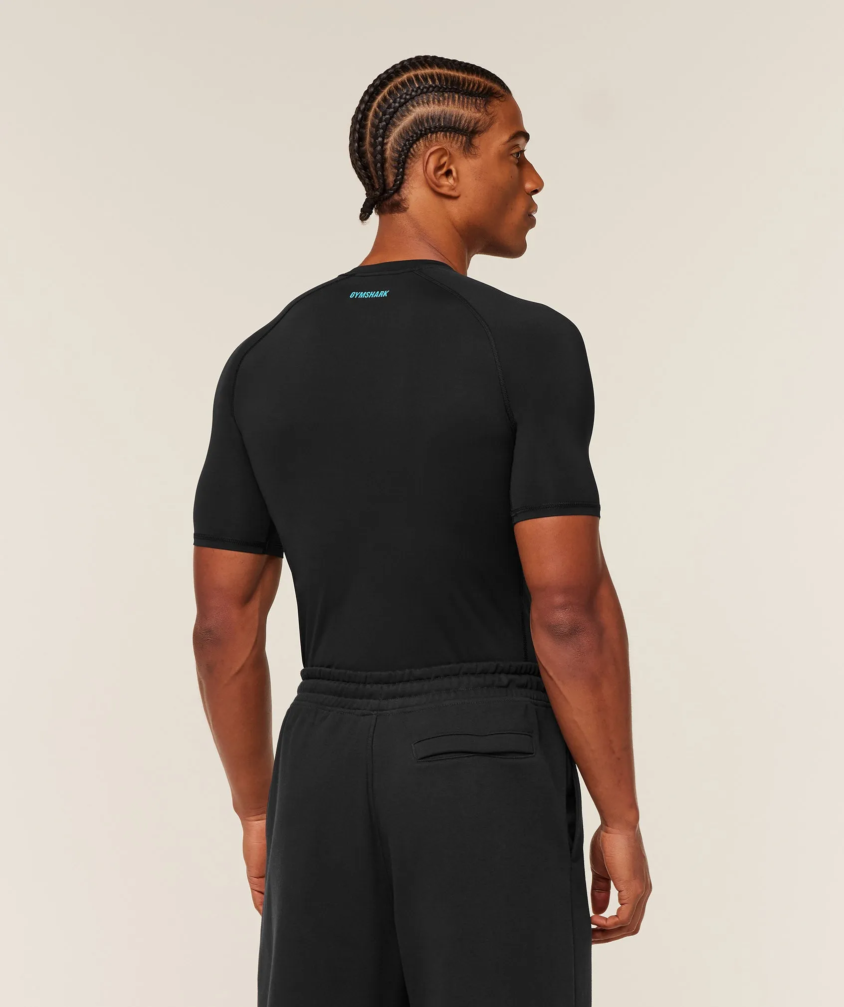 Gymshark Element Baselayer T-Shirt - Black/Brand Blue sold by Gymshark product image thumbnail 2