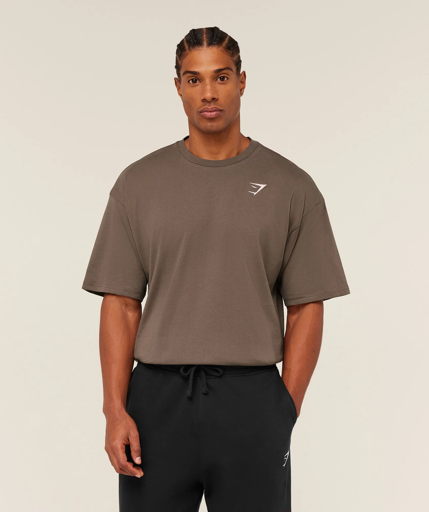 Gymshark Crest Oversized T-Shirt - Soft Brown sold by Gymshark