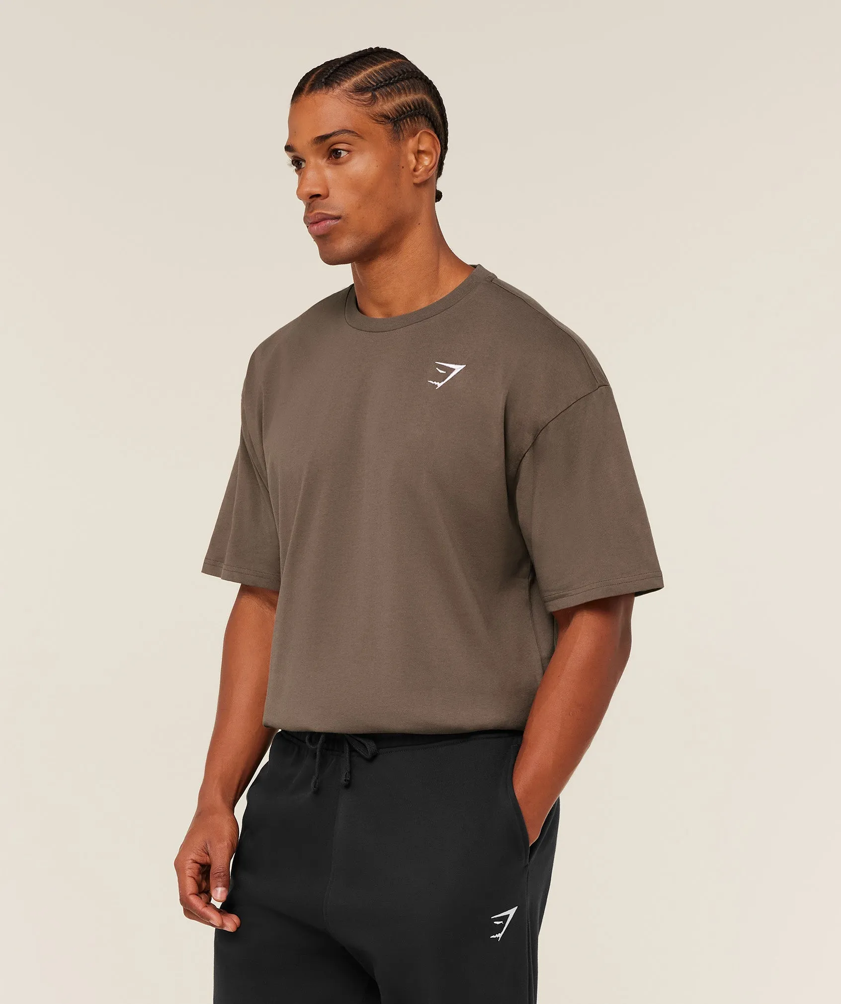 Gymshark Crest Oversized T-Shirt - Soft Brown sold by Gymshark product image thumbnail 3