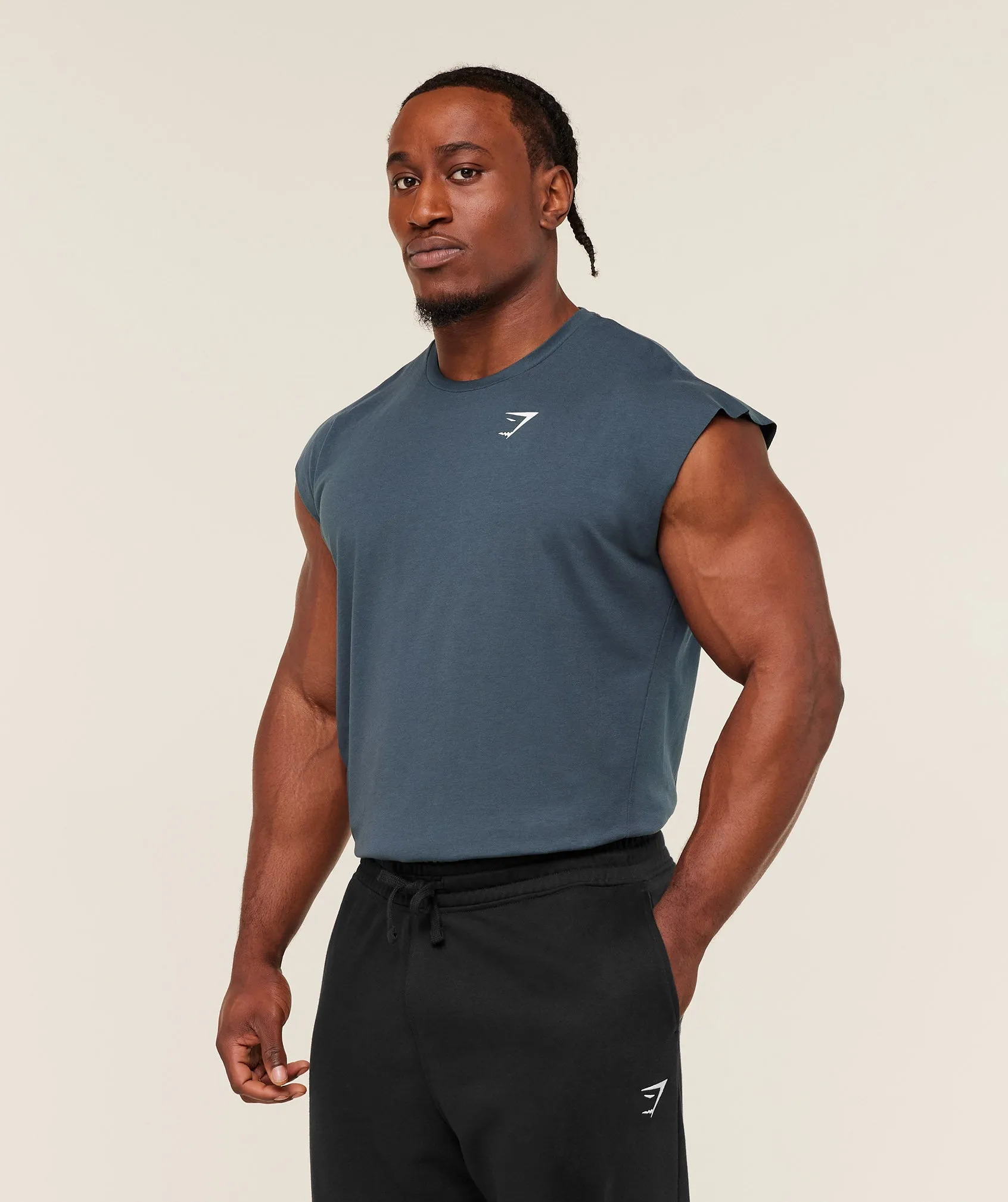 Gymshark Critical Cut Off Tank - GS Stealth Blue sold by Gymshark product image thumbnail 4