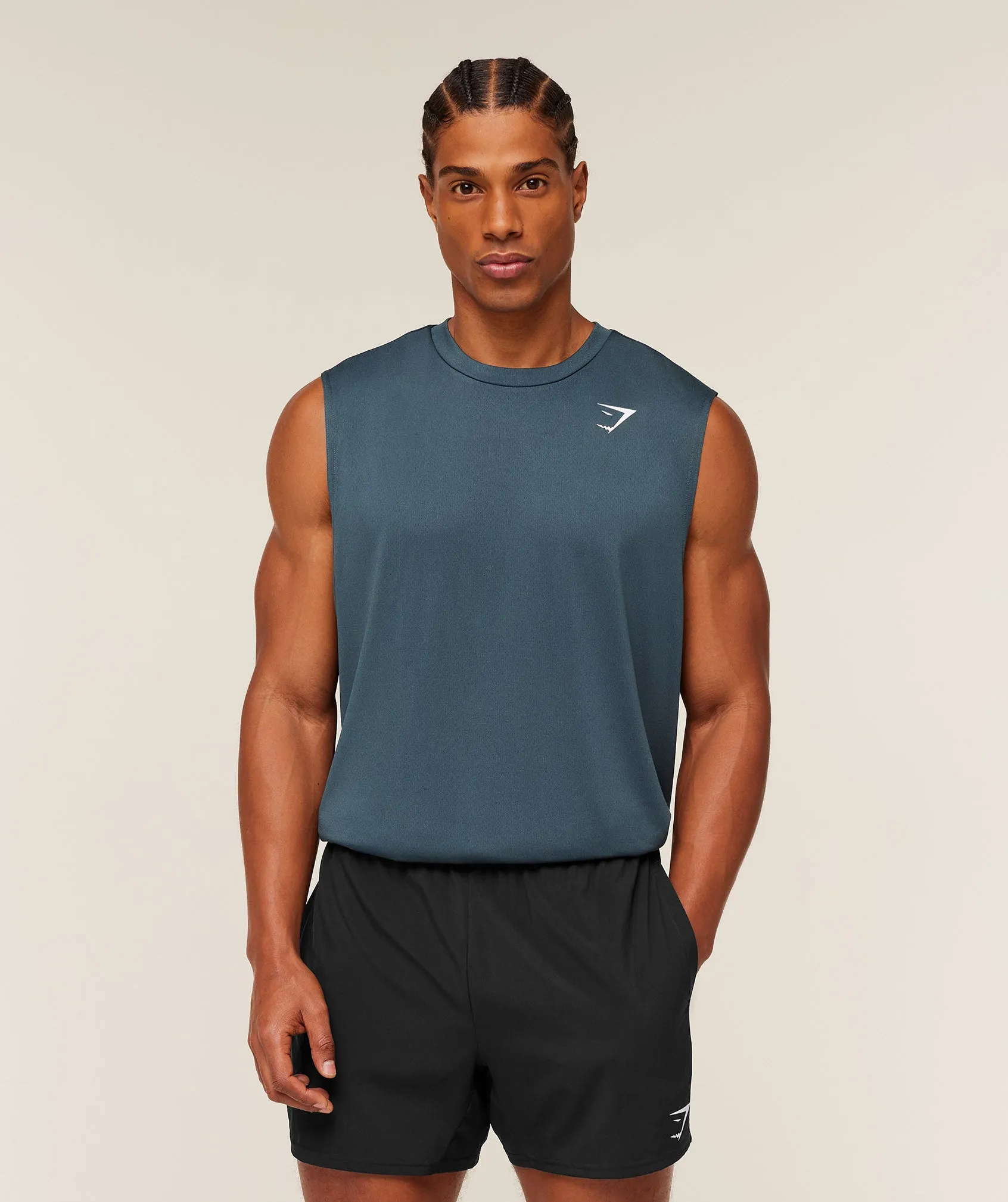 Gymshark Arrival Oversized Tank - GS Stealth Blue sold by Gymshark