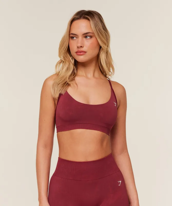 Gymshark Everyday Seamless Washed Sports Bra - Red Wash sold by Gymshark