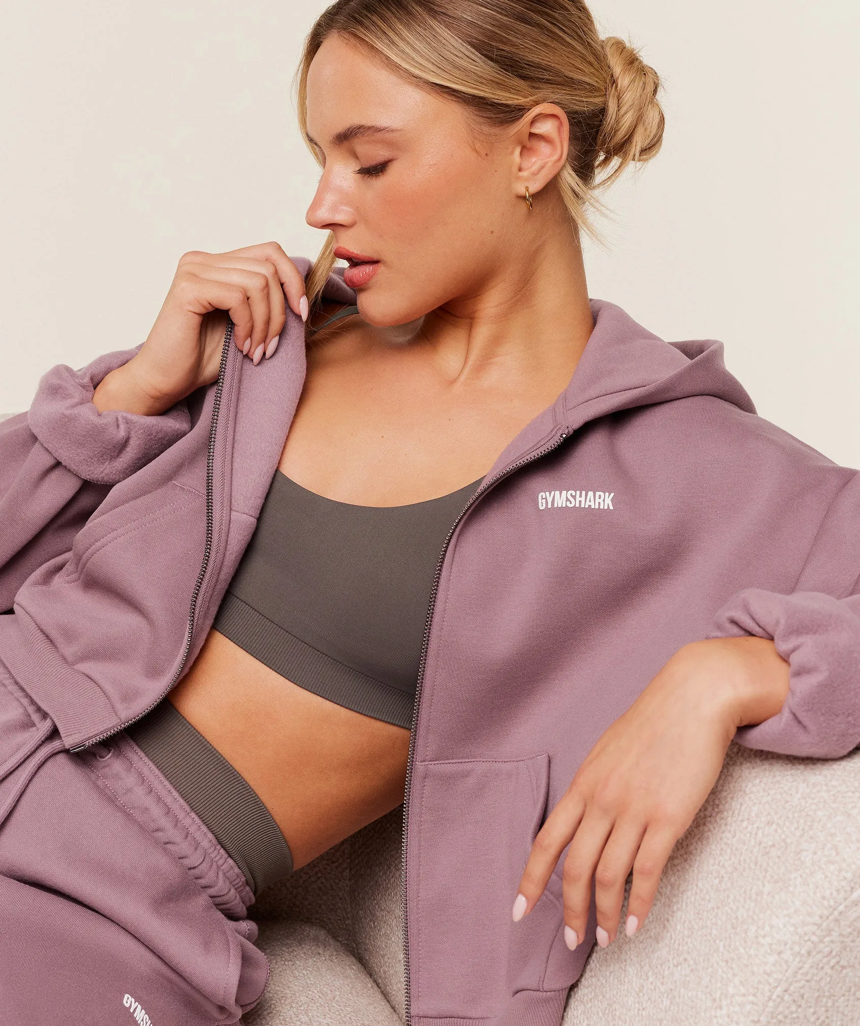 Gymshark Cosy Luxe Zip Through Hoodie - Calm Pink sold by Gymshark product image thumbnail 5