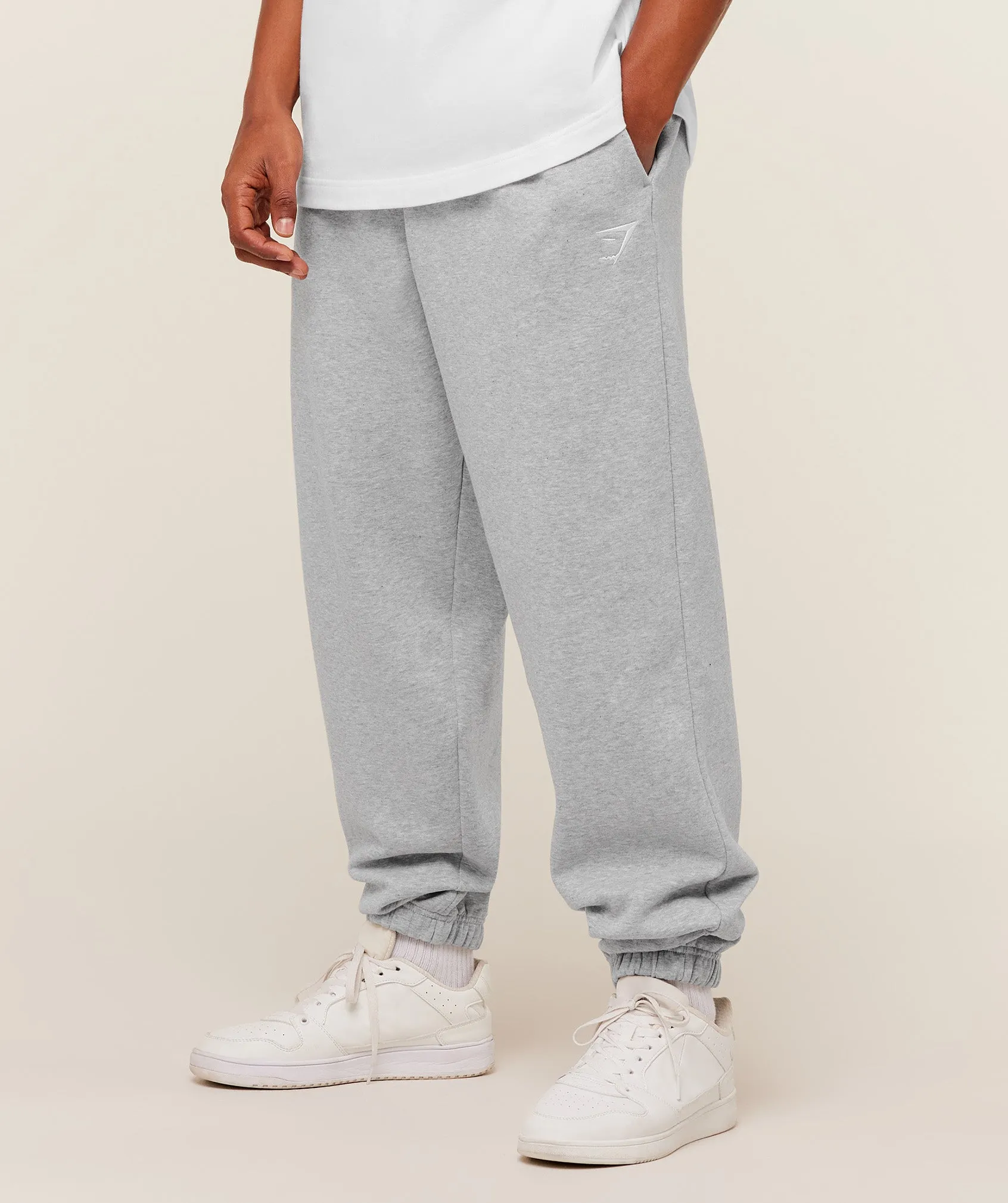 Gymshark Crest Oversized Joggers - Light Grey Core Marl sold by Gymshark product image thumbnail 3