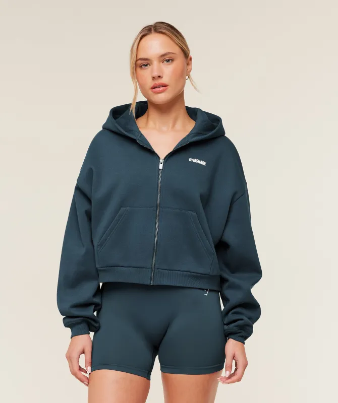 Gymshark Cosy Luxe Zip Through Hoodie  - GS Stealth Blue sold by Gymshark