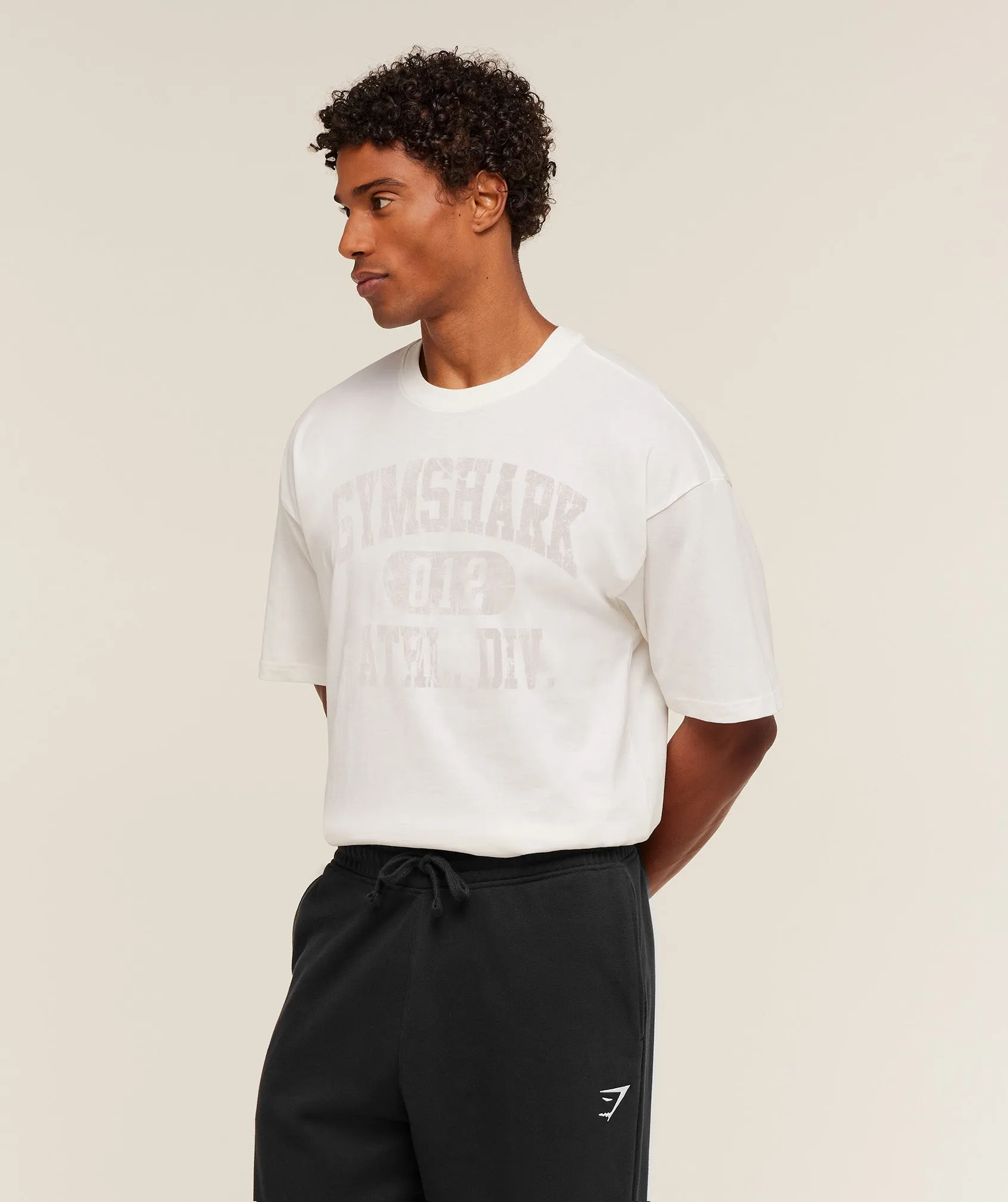 Gymshark Athletic Division Graphic T-Shirt - GS Soft White sold by Gymshark product image thumbnail 3