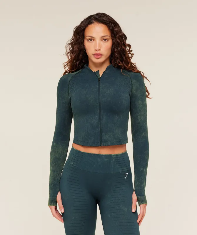 Gymshark Steel Seamless Zip Up Top - Deep Petrol Blue sold by Gymshark