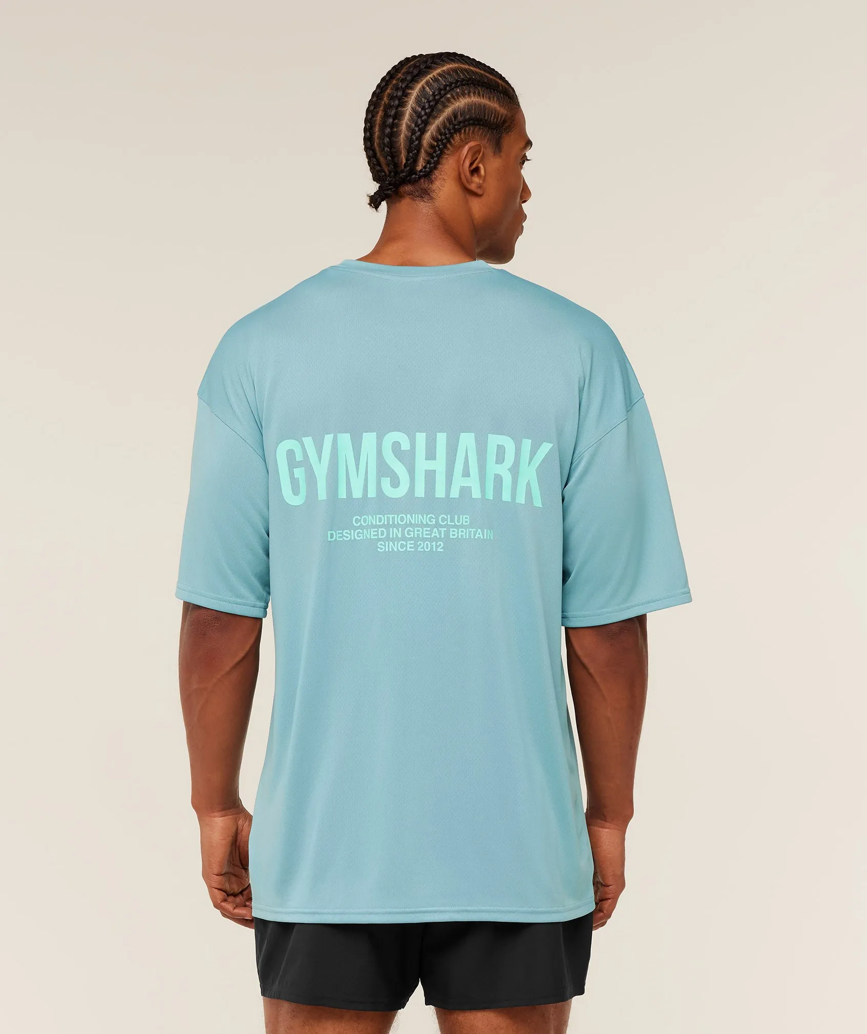 Gymshark Conditioning Club Oversized T-Shirt - GS Flow Blue/GS Pop Turquoise sold by Gymshark product image thumbnail 2