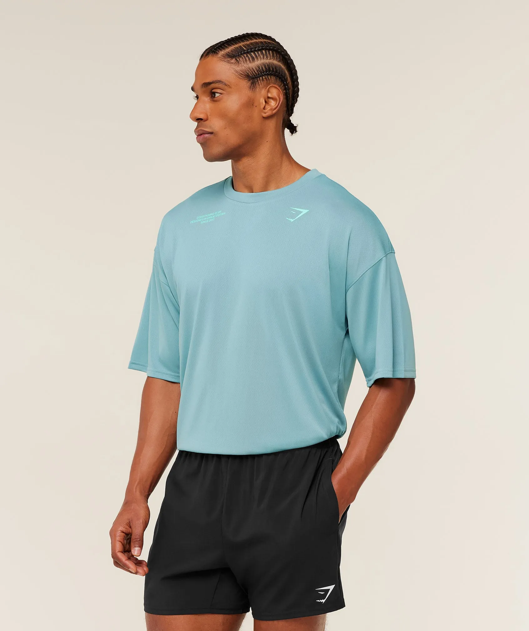 Gymshark Conditioning Club Oversized T-Shirt - GS Flow Blue/GS Pop Turquoise sold by Gymshark product image thumbnail 3