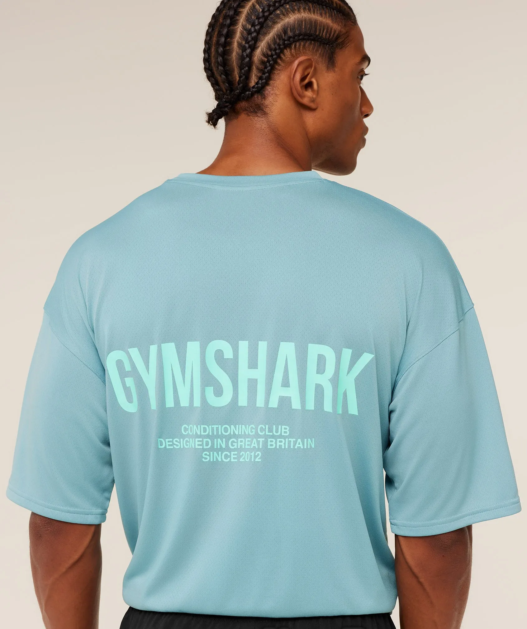 Gymshark Conditioning Club Oversized T-Shirt - GS Flow Blue/GS Pop Turquoise sold by Gymshark product image thumbnail 5