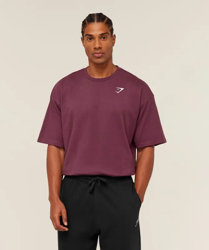 Gymshark Crest Oversized T-Shirt - GS Impact Burgundy sold by Gymshark