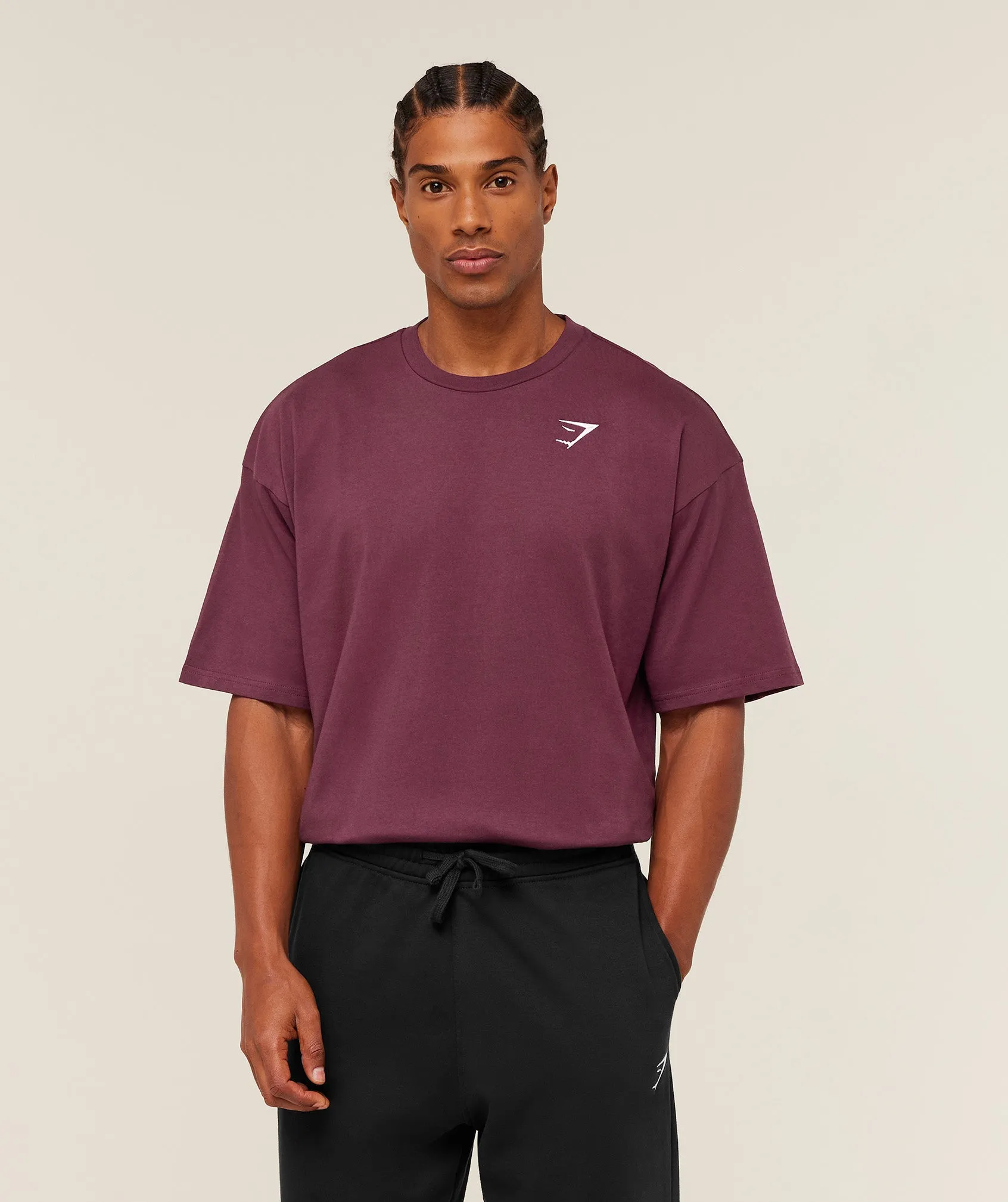 Gymshark Crest Oversized T-Shirt - GS Impact Burgundy sold by Gymshark
