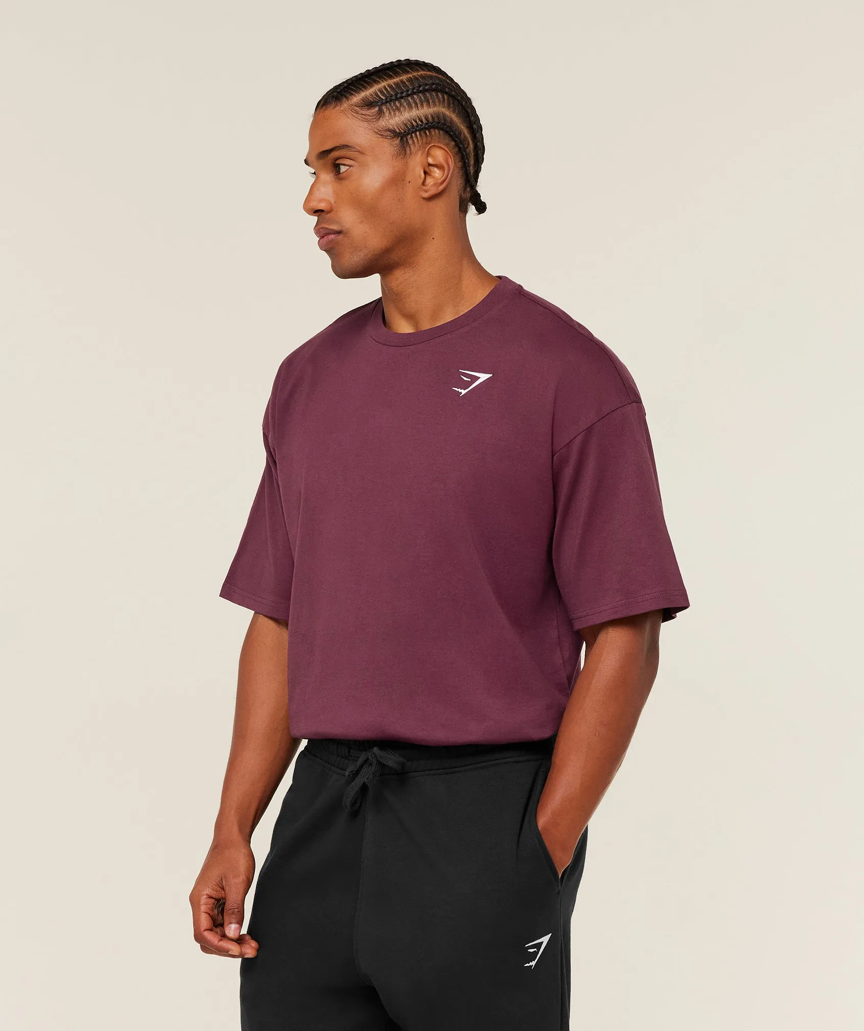 Gymshark Crest Oversized T-Shirt - GS Impact Burgundy sold by Gymshark product image thumbnail 2