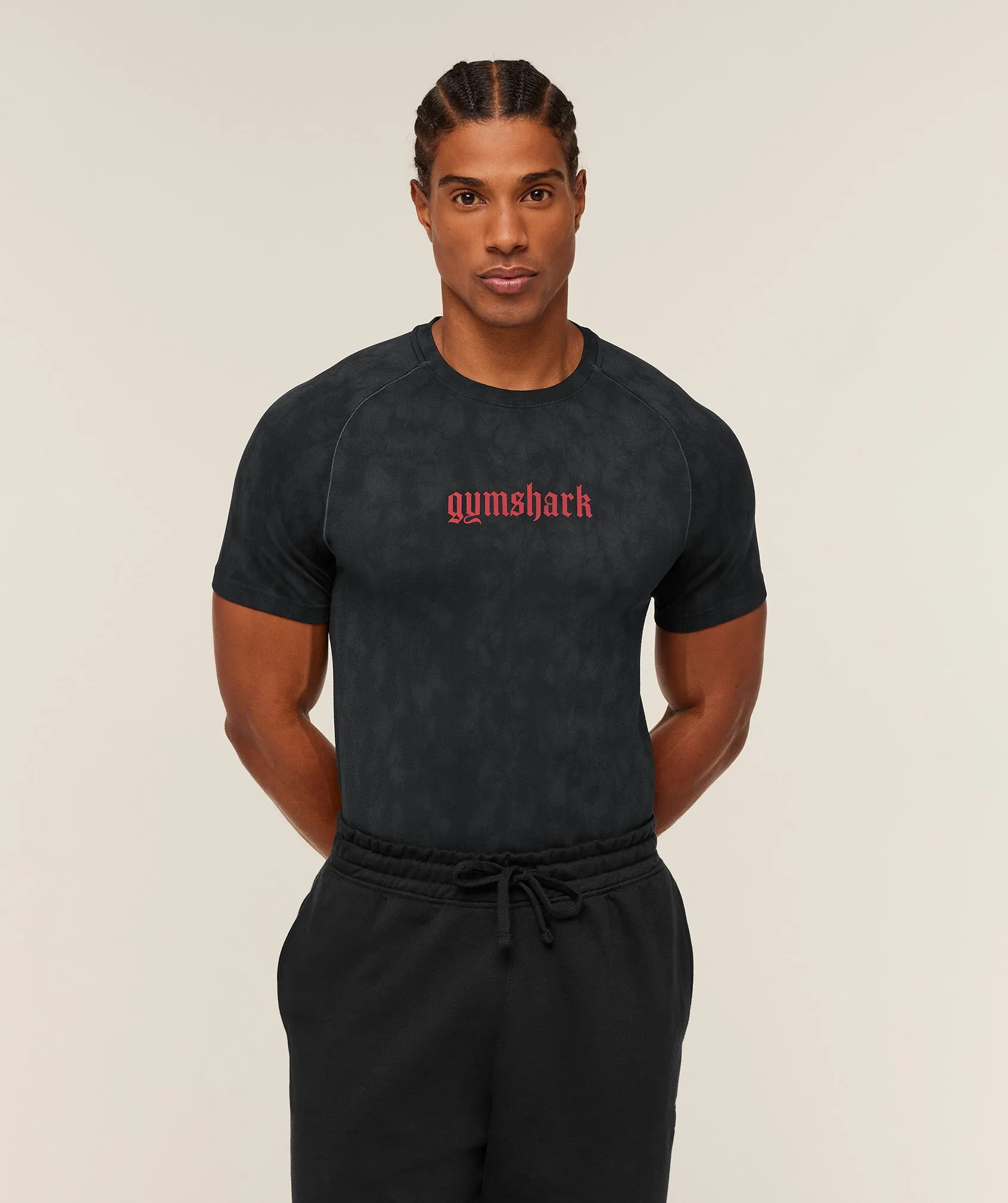 Gymshark Grunge Seamless T-Shirt - Black/Onyx Grey sold by Gymshark product image thumbnail 2