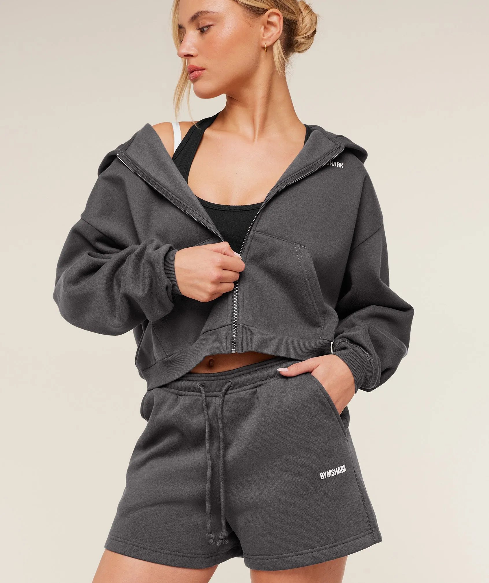 Gymshark Cosy Luxe Shorts - Onyx Grey sold by Gymshark product image thumbnail 4