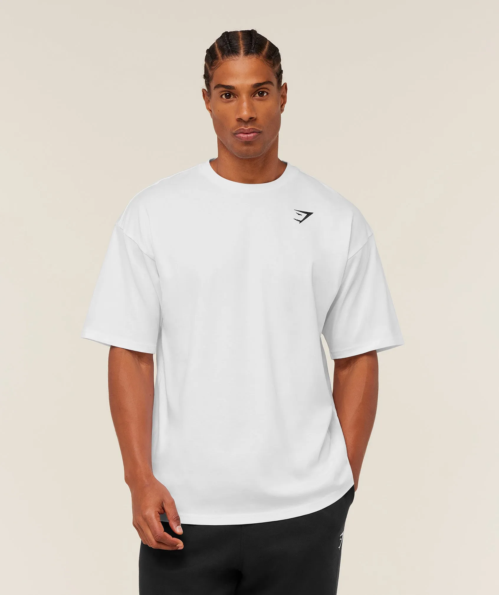 Gymshark Crest Oversized T-Shirt - GS White sold by Gymshark product image thumbnail 4