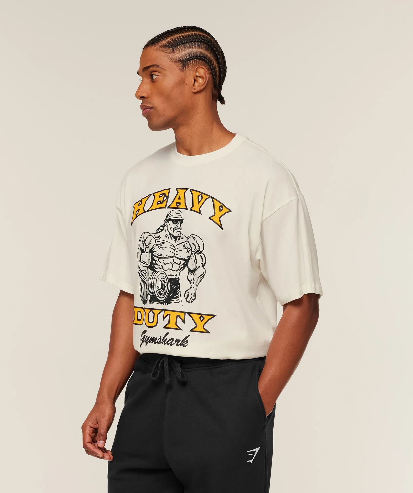 Gymshark Heavy Duty Bro Graphic T-Shirt - GS Soft White sold by Gymshark product image thumbnail 4