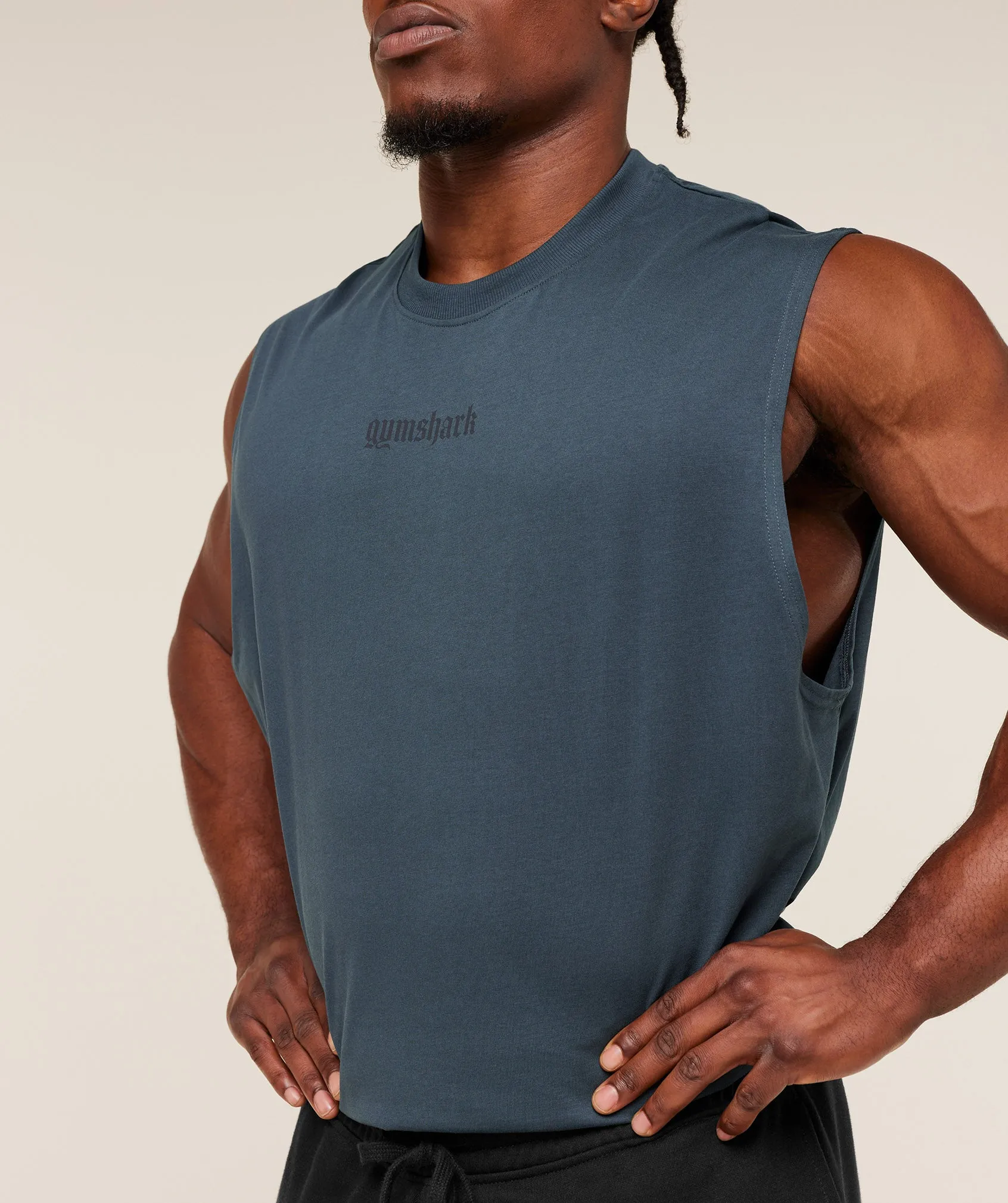 Gymshark Olde English Tank - GS Stealth Blue sold by Gymshark product image thumbnail 5