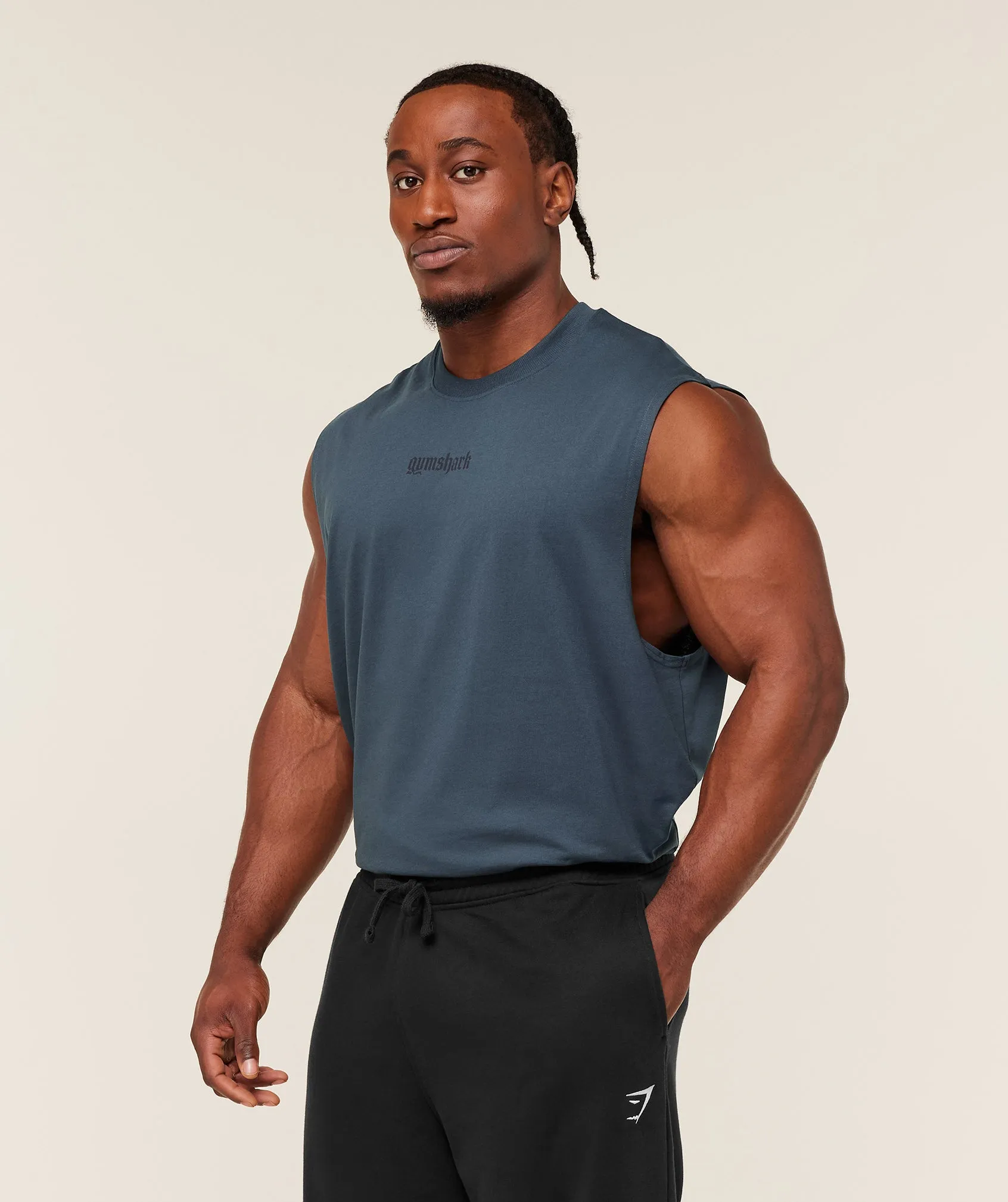 Gymshark Olde English Tank - GS Stealth Blue sold by Gymshark product image thumbnail 4