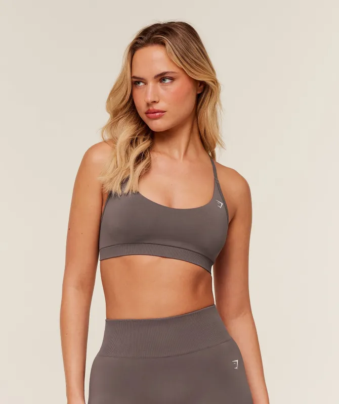Gymshark Everyday Seamless Racerback Sports Bra - Cool Brown sold by Gymshark