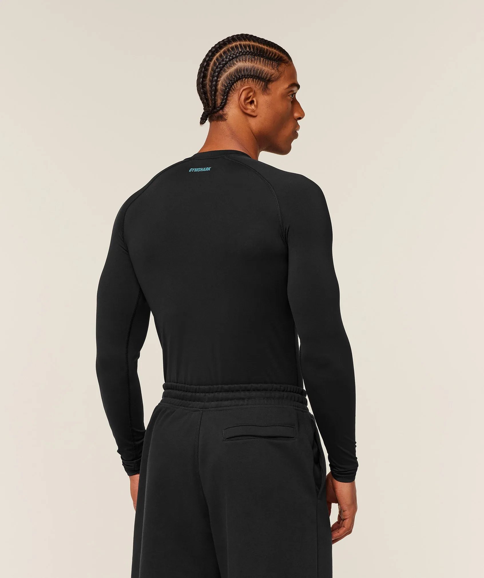 Gymshark Element Baselayer Long Sleeve T-Shirt - Black/Brand Blue sold by Gymshark product image thumbnail 2