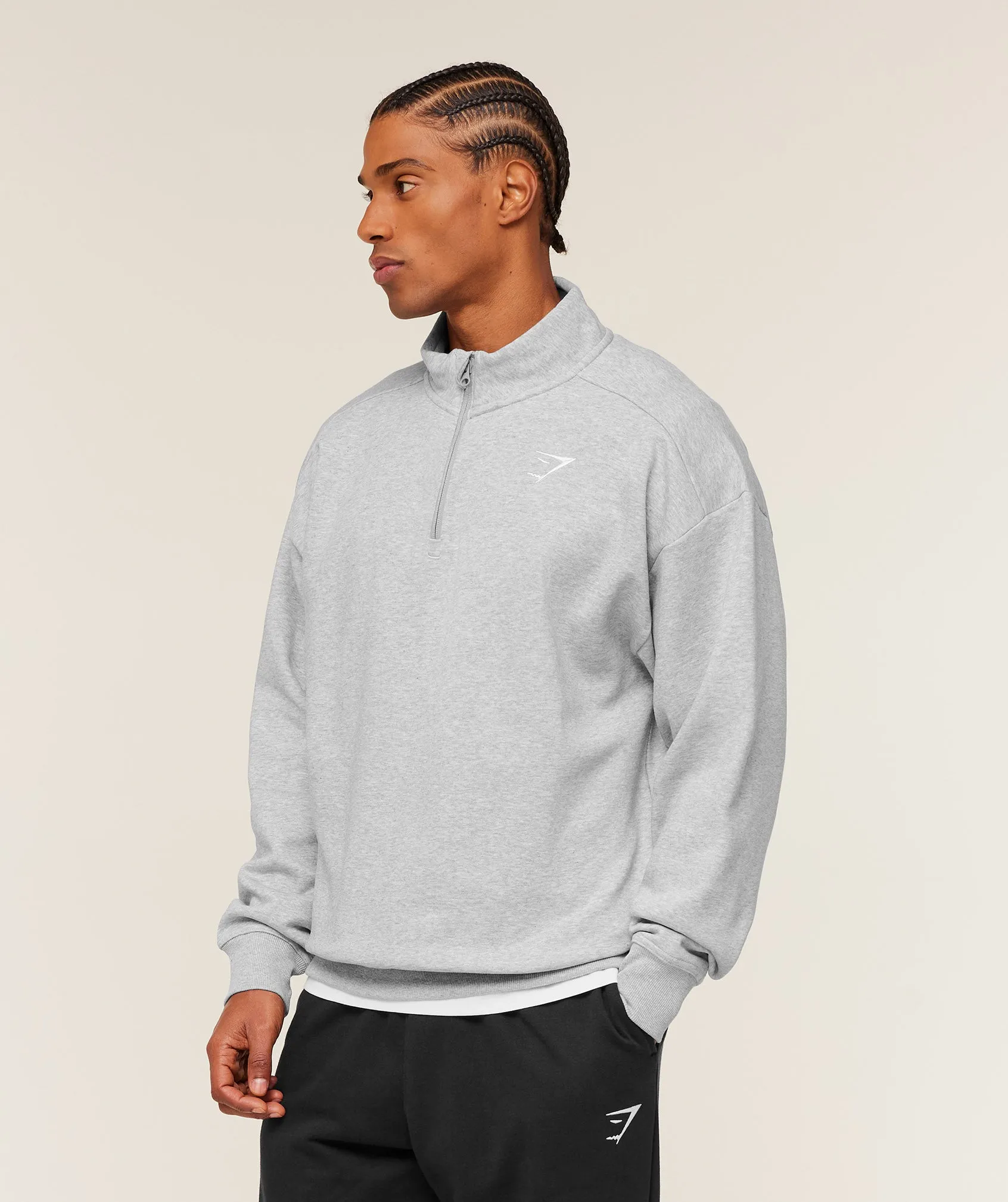 Gymshark Crest 1/4 Zip - Light Grey Core Marl sold by Gymshark product image thumbnail 3