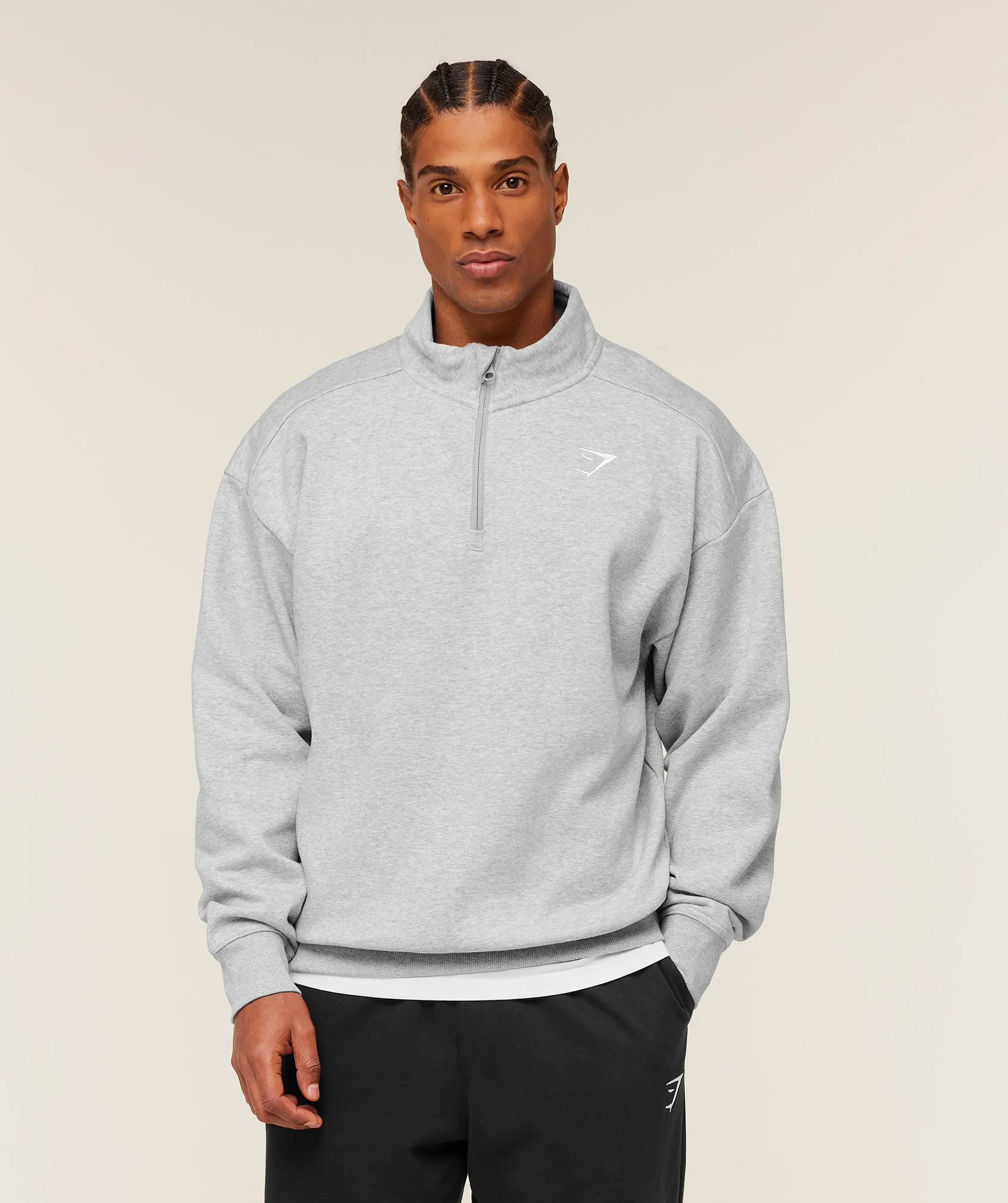Gymshark Crest 1/4 Zip - Light Grey Core Marl sold by Gymshark