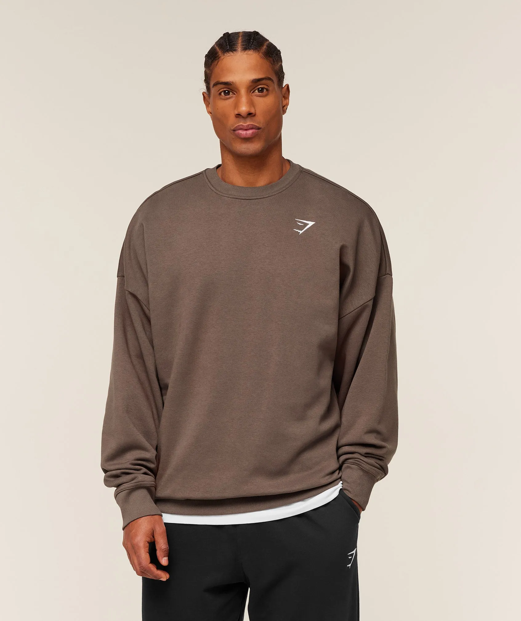 Gymshark Oversized Crest Crew - Soft Brown sold by Gymshark