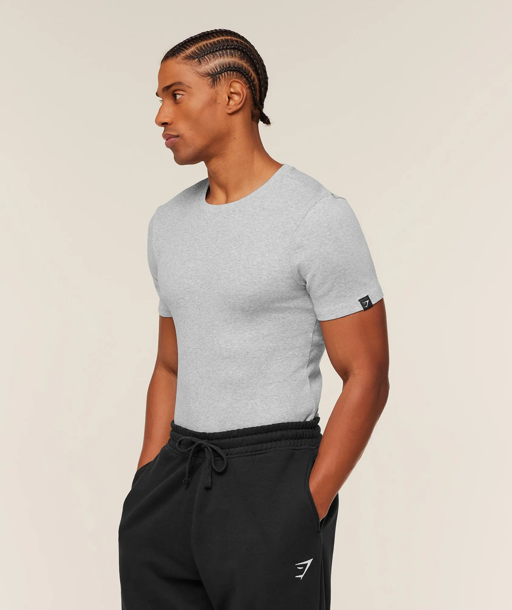 Gymshark Ribbed T-Shirt - Light Grey Core Marl sold by Gymshark product image thumbnail 3