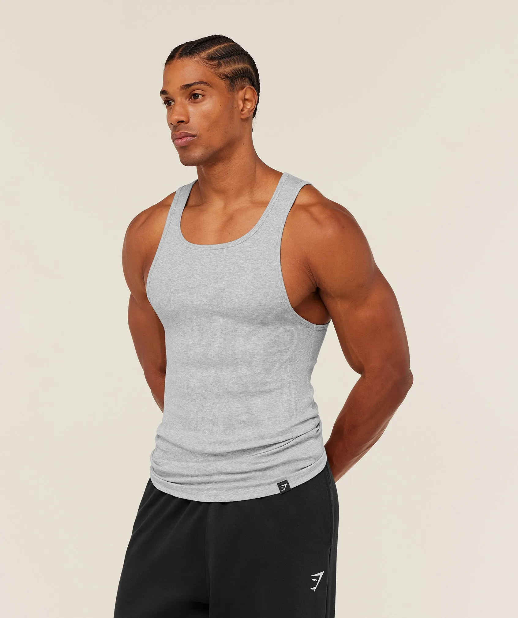 Gymshark Ribbed Tank 1PK - Light Grey Core Marl sold by Gymshark product image thumbnail 3