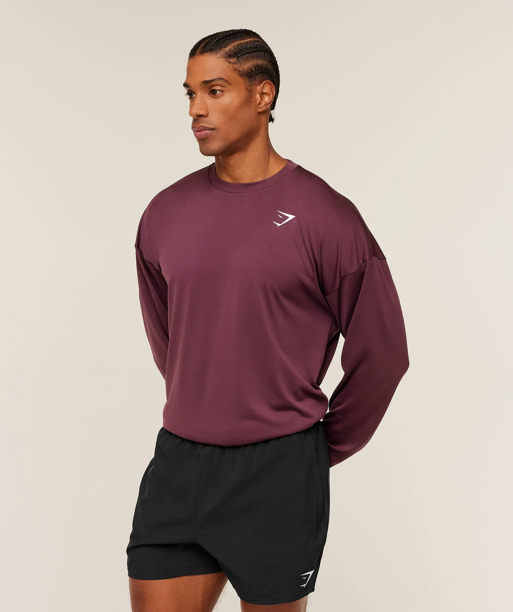 Gymshark Arrival Oversized Long Sleeve T-Shirt - GS Impact Burgundy sold by Gymshark product image thumbnail 3