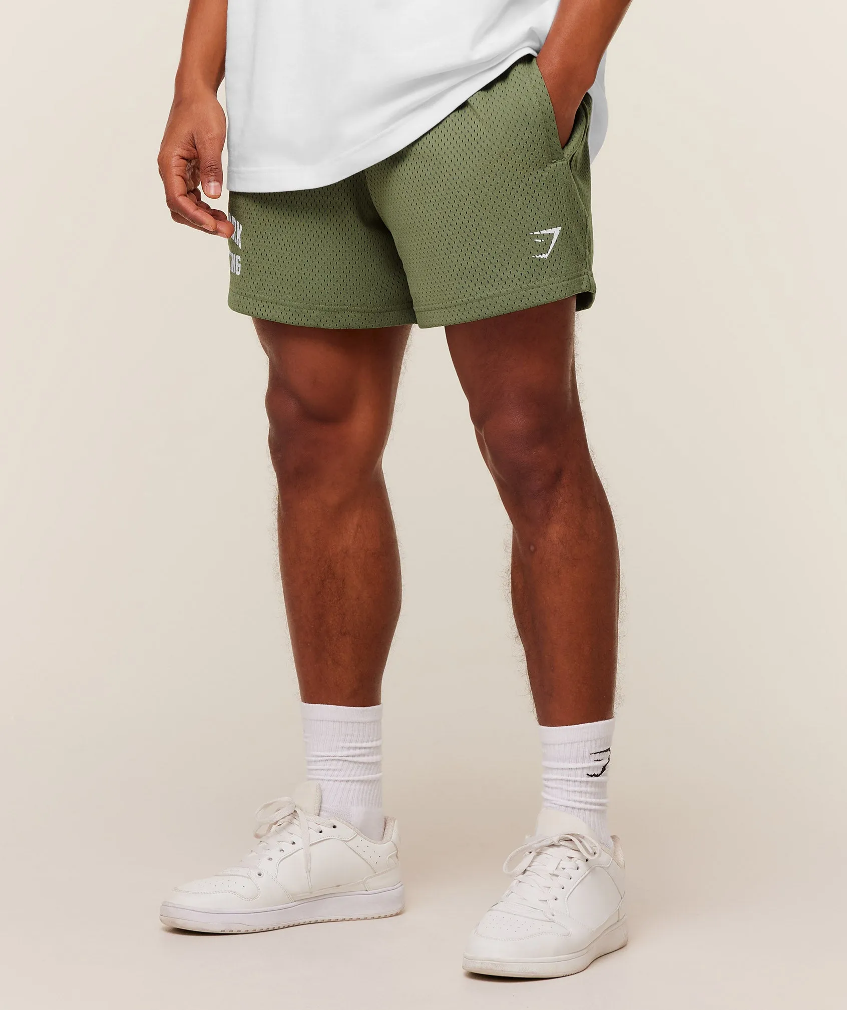 Gymshark Lifting Mesh 5" Shorts - GS Grounded Green sold by Gymshark product image thumbnail 2