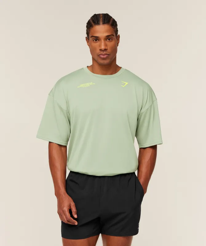 Gymshark Conditioning Club Oversized T-Shirt - GS Haze Green/GS Sorbet Yellow sold by Gymshark
